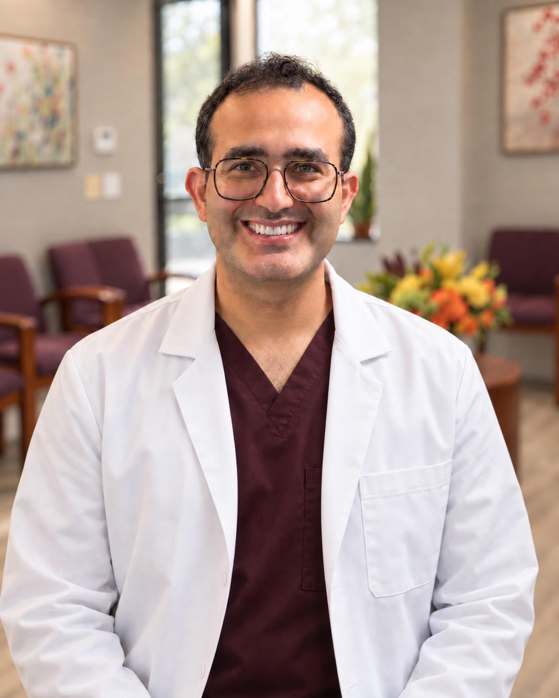 Dr. Pooya Soltanzadeh in the practice waiting room